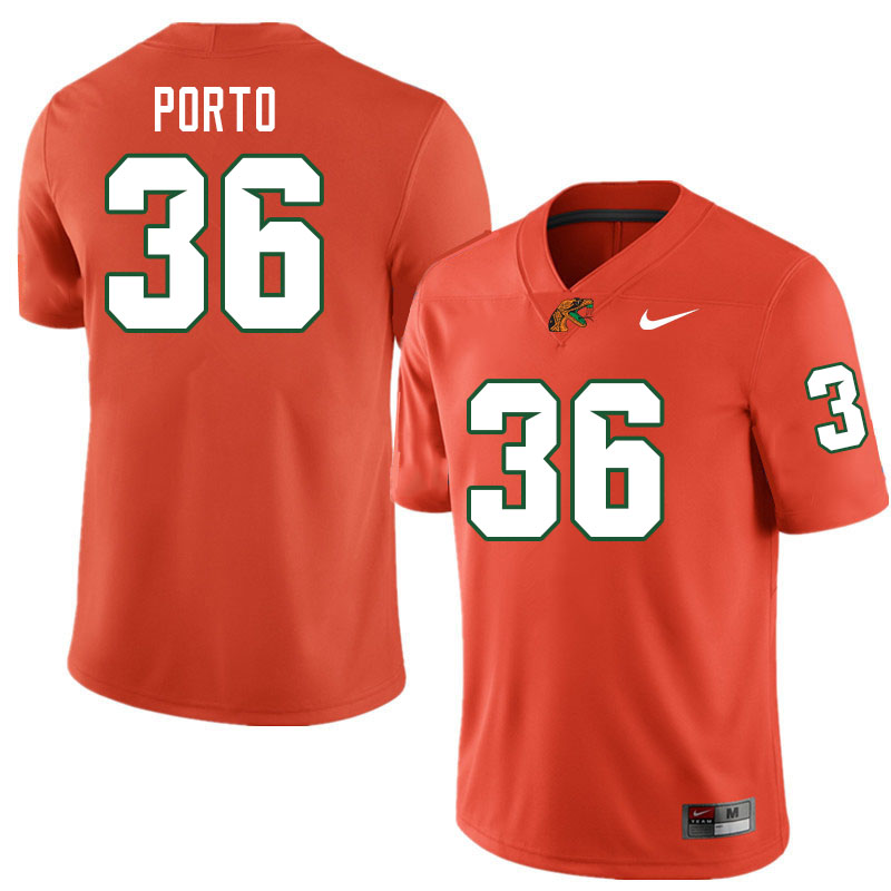 Florida A&M Rattlers #36 Daniel Porto College Football Jerseys,Uniforms-Orange